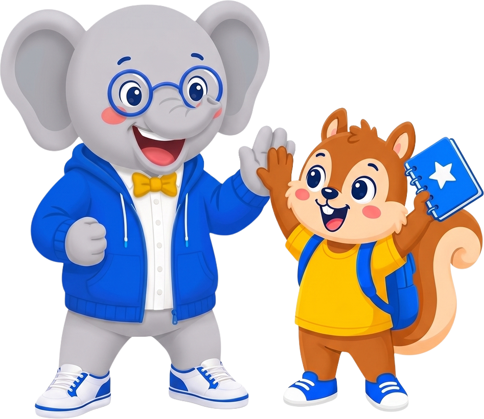 Bomi the Elephant and Kiki the Squirrel, the Hodiya app mascots